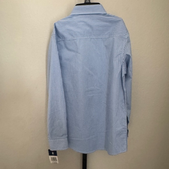 Izod Kids Blue Checkered Button Down Shirt with clip on Tie - Picture 5 of 5